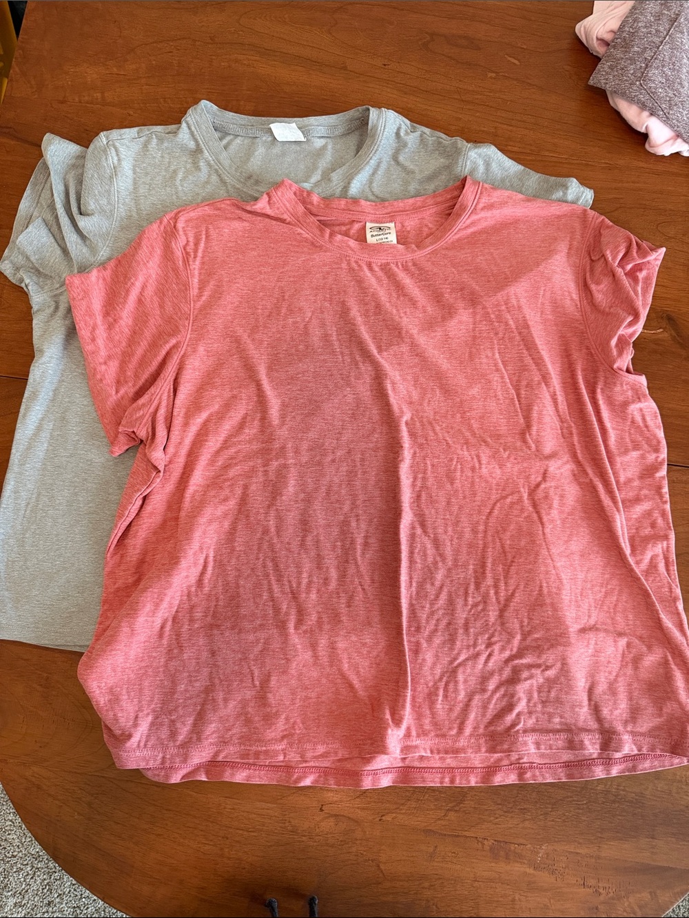Casual Crewneck T-Shirt - Pink & Gray